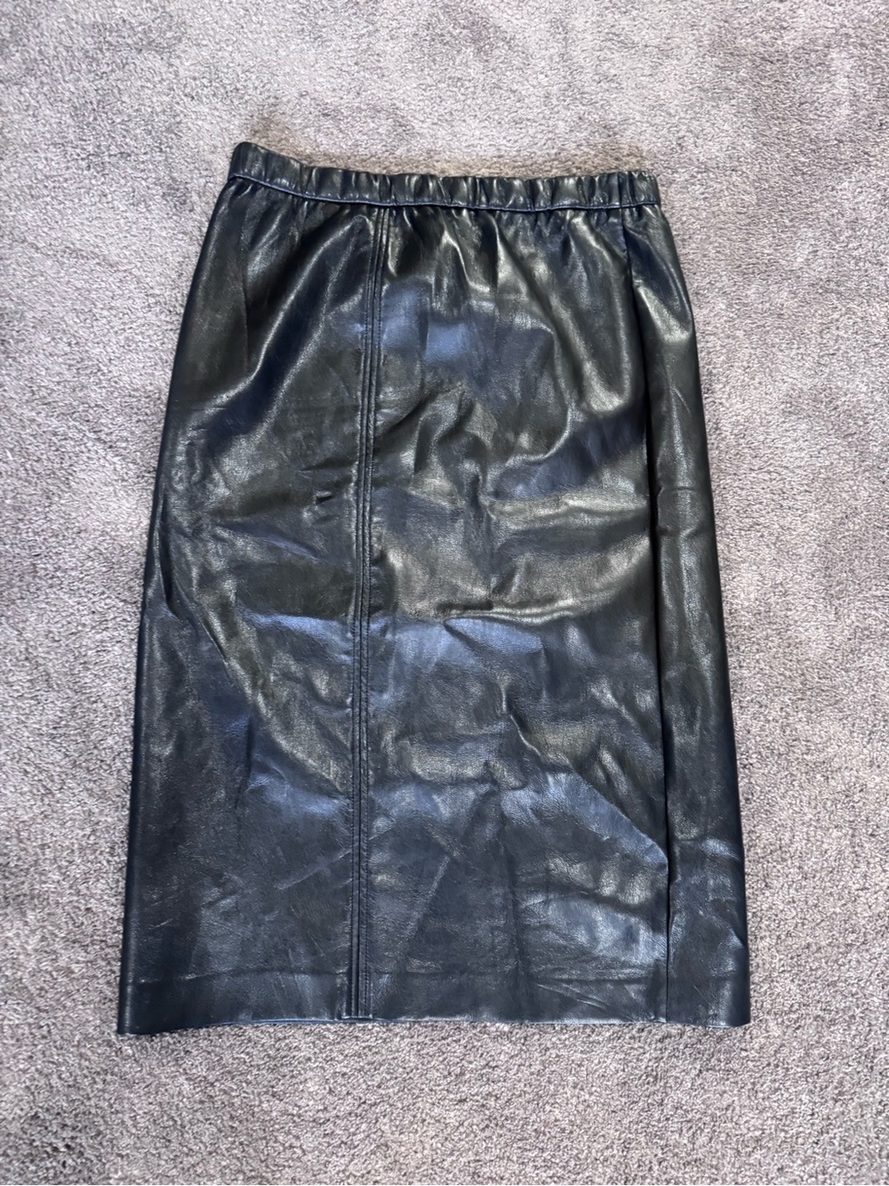 Tahari Black Faux Leather Pencil Skirt Size Large